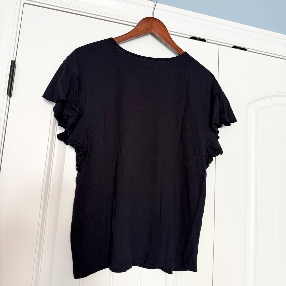 LOFT Floral Embroidered Ruffle Shoulder Tee - Picture 6 of 6